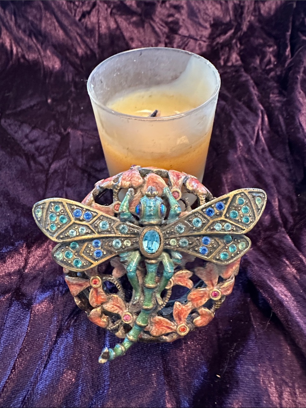 Vintage Strongwater Decorative Dragonfly Accent Sculpture in Turquoise and Gold